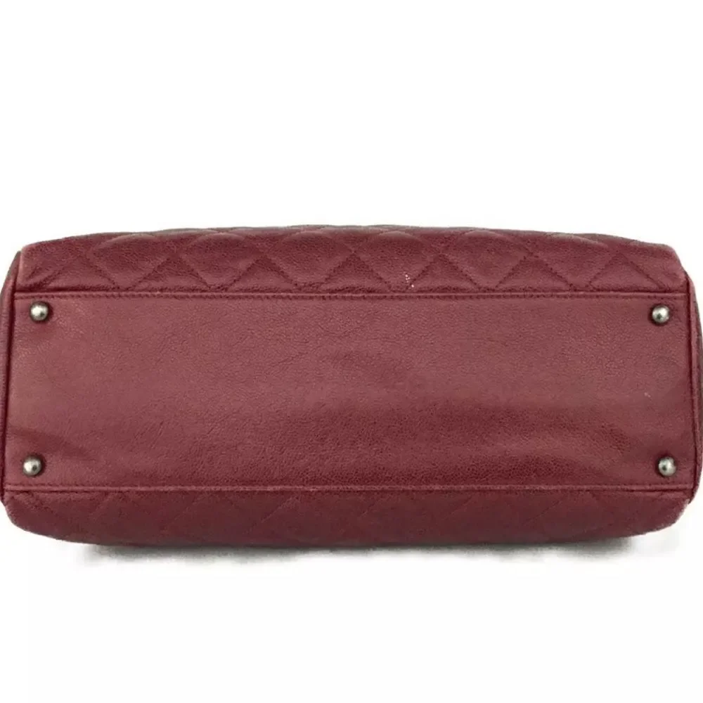 Auth Chanel Quilted Matelasse CC Charm Caviar City Shopper Tote Bag Bordeaux